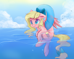 Size: 5000x4000 | Tagged: safe, artist:ardail, artist:csox, oc, oc only, oc:bay breeze, species:pegasus, species:pony, absurd resolution, collaboration, cute, floaty, ocean, smiling, solo