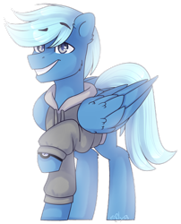 Size: 1024x1270 | Tagged: safe, artist:starlyfly, oc, oc only, species:pegasus, species:pony, clothing, hoodie, jack harkness, solo