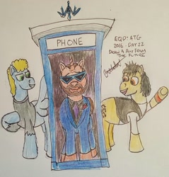 Size: 918x960 | Tagged: safe, artist:rapidsnap, newbie artist training grounds, atg 2016, bill and ted, bill and ted's excellent adventure, bill s preston, movie reference, ponified, rufus, ted theodore logan, traditional art