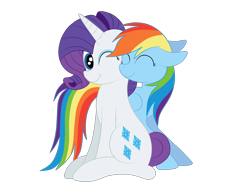 Size: 2592x1936 | Tagged: safe, artist:squipycheetah, character:rainbow dash, character:rarity, ship:raridash, bending, eyes closed, female, floppy ears, folded wings, happy, leaning, lesbian, looking back, nuzzling, one eye closed, shipping, simple background, sitting, smiling, transparent background, vector