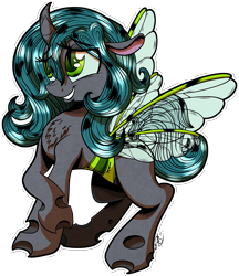 Size: 3167x3673 | Tagged: safe, artist:gray--day, patreon reward, oc, oc only, oc:priscilla, species:changeling, changeling oc, chest fluff, curved horn, cute, floppy ears, patreon, simple background, smiling, solo, transparent background