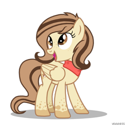 Size: 1227x1227 | Tagged: safe, artist:veggie55, oc, oc only, oc:cream cookie, species:pegasus, species:pony, commission, cute, female, looking back, looking up, mare, open mouth, simple background, smiling, solo, transparent background