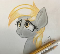 Size: 3202x2888 | Tagged: safe, artist:emberslament, character:derpy hooves, species:pegasus, species:pony, episode:slice of life, g4, my little pony: friendship is magic, female, prismacolors, scene interpretation, scrunchy face, solo, traditional art