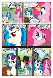 Size: 1024x1497 | Tagged: safe, artist:kazziepones, artist:zaron, character:dj pon-3, character:pinkie pie, character:vinyl scratch, comic:lonely hooves, glasses