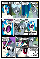 Size: 1024x1497 | Tagged: safe, artist:kazziepones, artist:zaron, character:dj pon-3, character:vinyl scratch, oc, oc:lonely hooves, comic:lonely hooves, glasses