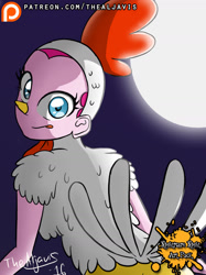 Size: 1280x1707 | Tagged: safe, artist:thealjavis, character:pinkie pie, episode:luna eclipsed, g4, my little pony: friendship is magic, my little pony:equestria girls, animal costume, chicken pie, chicken suit, clothing, costume, female, nightmare night, nightmare night art pack, nightmare night costume, patreon, patreon logo, solo