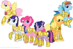 Size: 3272x2224 | Tagged: safe, artist:jaquelindreamz, character:applejack, character:fluttershy, character:pinkie pie, character:rainbow dash, character:rarity, character:twilight sparkle, oc:dusk shine, applejack (male), armor, armorarity, bubble berry, butterscotch, elements of harmony, elusive, fantasy class, knight, male six, mane six, rainbow blitz, rule 63, warrior