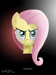 Size: 3000x4000 | Tagged: safe, artist:thealjavis, character:fluttershy, badass, bust, determined, female, flutterbadass, flutterbold, gradient background, looking at you, motivational, portrait, solo