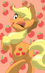 Size: 1200x1920 | Tagged: safe, artist:theroyalprincesses, character:applejack, applebutt, clothing, cowboy hat, female, hat, looking back, plot, rearing, solo, stetson, underhoof, wink