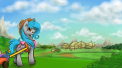 Size: 1920x1080 | Tagged: safe, artist:elisdoominika, oc, oc only, oc:sweet elis, species:earth pony, species:pony, cute, digital art, female, journey, looking at you, smiling, solo