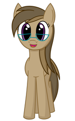Size: 1000x1600 | Tagged: safe, artist:joey, oc, oc only, oc:dawnsong, species:earth pony, species:pony, female, glasses, looking at you, mare, open mouth, simple background, smiling, solo, transparent background