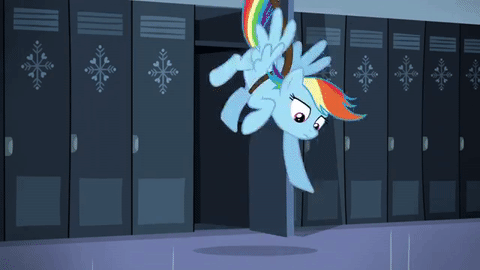 Size: 480x270 | Tagged: safe, artist:wissle, edit, edited screencap, screencap, character:parasol, character:rainbow dash, character:tank, species:pegasus, species:pony, episode:tanks for the memories, g4, my little pony: friendship is magic, animated, clothing, female, gif, i can't believe it's not superedit, lab coat, lockers, looking at each other, male, mare, narcissism, parody, photo, rainbow dash always dresses in style, scene parody, sound at source, stallion, tortoise, weather factory, when you see it, youtube link