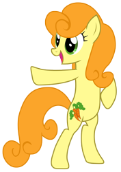 Size: 3545x5000 | Tagged: safe, artist:kooner-cz, character:carrot top, character:golden harvest, species:earth pony, species:pony, absurd resolution, background pony, bipedal, female, mare, pointing, simple background, solo, transparent background