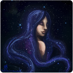 Size: 750x750 | Tagged: safe, artist:cosmicunicorn, character:princess luna, species:human, eyes closed, female, humanized, solo, space