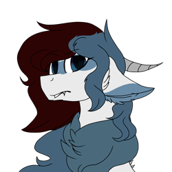 Size: 2560x2560 | Tagged: safe, artist:brokensilence, oc, oc only, oc:mira songheart, species:draconequus, chest fluff, cute, draconequified, horns, mess me with that gay shit, reaction image, simple background, solo, species swap, transparent background