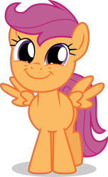 Size: 2694x4423 | Tagged: safe, artist:tomfraggle, character:scootaloo, species:pegasus, species:pony, absurd resolution, cute, cutealoo, female, simple background, smiling, solo, spread wings, transparent background, vector, wings