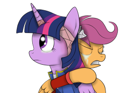 Size: 1936x1400 | Tagged: safe, artist:squipycheetah, character:scootaloo, character:twilight sparkle, character:twilight sparkle (alicorn), species:alicorn, species:pegasus, species:pony, albert de morcef, bandage, blood, clothing, crossover, crying, cute, duo, eyes closed, father and son, folded wings, gritted teeth, hug, mondego, monsparkle, scootabert, shocked, sitting, suit, surprised, tears of joy, the count of monte cristo, the count of monte rainbow