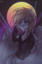 Size: 2193x3327 | Tagged: safe, artist:orfartina, character:derpy hooves, species:pegasus, species:pony, clothing, female, glasses, mare, retro, solo