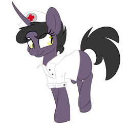 Size: 1000x1000 | Tagged: safe, artist:chibadeer, oc, oc only, oc:kara, species:pony, species:unicorn, female, mare, nurse outfit, simple background, solo, transparent background
