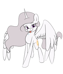 Size: 5300x6200 | Tagged: safe, artist:chibadeer, character:princess celestia, species:alicorn, species:pony, princess molestia, absurd resolution, female, mare, simple background, solo, spread wings, tongue out, transparent background, wings