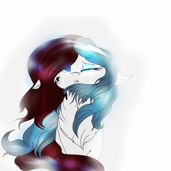 Size: 2560x2560 | Tagged: safe, artist:brokensilence, oc, oc only, oc:mira songheart, crying, front view, one eye closed, solo, vent art, windswept mane, windswept tail