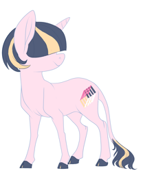 Size: 1024x1228 | Tagged: safe, artist:loryska, oc, oc only, oc:sophie, parent:maud pie, parent:rarity, parents:rarimaud, species:pony, species:unicorn, cloven hooves, female, hair over eyes, magical lesbian spawn, mare, offspring, simple background, solo, white background