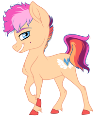 Size: 1024x1228 | Tagged: safe, artist:loryska, oc, oc only, oc:conundrum solar flare, parent:quibble pants, parent:rainbow dash, parents:quibbledash, species:earth pony, species:pony, female, filly, offspring, simple background, solo, white background