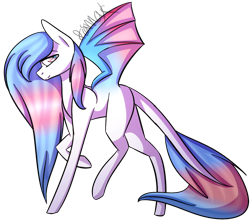 Size: 1080x954 | Tagged: safe, artist:sweetmelon556, oc, oc only, oc:tama, species:bat pony, species:pony, female, leonine tail, mare, multicolored wings, simple background, solo, transparent background