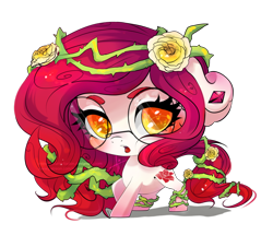 Size: 1024x880 | Tagged: safe, artist:wilvarin-liadon, oc, oc only, oc:rose diamond, species:earth pony, species:pony, chibi, colored pupils, commission, female, glasses, mare, solo