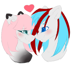 Size: 1542x1397 | Tagged: safe, artist:mauuwde, oc, oc only, oc:saku, oc:weepy, species:pony, female, heart, male, mare, oc x oc, shipping, simple background, stallion, straight, transparent background