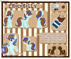 Size: 1024x853 | Tagged: safe, artist:kazziepones, oc, oc only, oc:chocoholly, species:crystal pony, species:earth pony, species:pony, crystallized, female, filly, mare, reference sheet, solo, younger