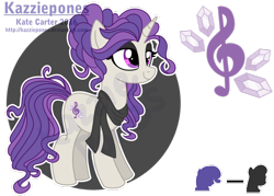 Size: 1024x735 | Tagged: safe, artist:kazziepones, oc, oc only, oc:symphony gem, parent:octavia melody, parent:rarity, parents:raritavia, species:pony, species:unicorn, clothing, female, magical lesbian spawn, mare, offspring, reference sheet, scarf, simple background, solo, transparent background