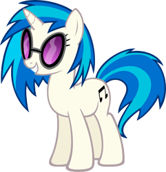 Size: 5000x5178 | Tagged: safe, artist:moongazeponies, character:dj pon-3, character:vinyl scratch, species:pony, species:unicorn, absurd resolution, cutie mark, female, glasses, hooves, horn, mare, simple background, smiling, solo, standing, sunglasses, teeth, transparent background, vector