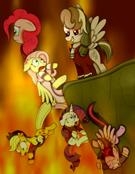 Size: 1736x2236 | Tagged: safe, artist:squipycheetah, character:applejack, character:fluttershy, character:pinkie pie, character:rainbow dash, character:rarity, character:twilight sparkle, character:twilight sparkle (alicorn), species:alicorn, species:earth pony, species:pegasus, species:pony, species:unicorn, abbé faria, betrayal, cliff, clothing, crossover, crying, danglajacks, danglars, edmond dantes, edmund dantes, eyes closed, falling, female, fire, hell to your doorstep, implied death, mane six, mare, mercedes, monsparkle, rainbow dantes, rarifort, revenge, scarf, shycedes, the count of monte cristo, the count of monte rainbow, villefort, wide eyes