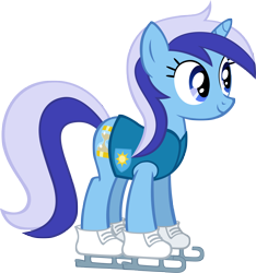 Size: 3498x3733 | Tagged: safe, artist:moongazeponies, character:minuette, species:pony, species:unicorn, episode:winter wrap up, g4, my little pony: friendship is magic, background pony, clothing, female, ice skates, mare, simple background, solo, transparent background, vector, vector trace, vest, weather team, winter wrap up vest