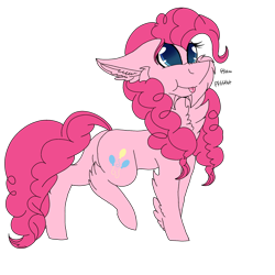 Size: 2560x2560 | Tagged: safe, artist:brokensilence, character:pinkie pie, species:earth pony, species:pony, cute, diapinkes, digital art, female, fluffy, mlem, pfft, raised leg, raspberry, scrunchy face, solo, tongue out