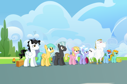 Size: 3750x2500 | Tagged: safe, artist:tomfraggle, character:bulk biceps, character:cloudchaser, character:lightning dust, character:meadow flower, character:rainbow dash, character:starry eyes, character:sunshower raindrops, character:thunderlane, species:pony, episode:wonderbolts academy, high res, suitcase, vector