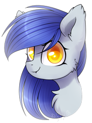 Size: 1085x1449 | Tagged: safe, artist:starlyfly, oc, oc only, oc:gabriel, species:pony, bust, fangs, female, mare, neck fluff, portrait, simple background, smiling, solo, transparent background