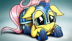 Size: 1920x1080 | Tagged: safe, artist:dori-to, character:fluttershy, armor, crystal guard armor, female, solo