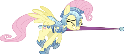 Size: 10000x4415 | Tagged: safe, artist:gray--day, character:fluttershy, episode:the crystal empire, g4, my little pony: friendship is magic, absurd resolution, armor, crystal guard armor, female, jousting, simple background, solo, transparent background, vector