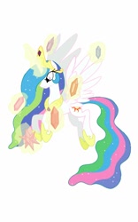Size: 800x1280 | Tagged: safe, artist:theroyalprincesses, character:princess celestia, species:pony, elements of harmony, female, flying, glowing horn, magic, simple background, solo, white background