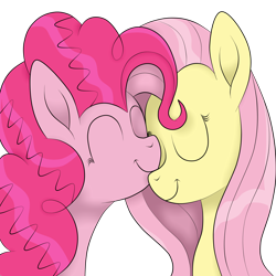 Size: 3000x3000 | Tagged: safe, artist:squipycheetah, character:fluttershy, character:pinkie pie, species:pony, ship:flutterpie, bust, cute, duo, eyes closed, female, happy, lesbian, nuzzling, shipping, simple background, smiling, transparent background, vector
