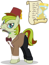 Size: 819x1076 | Tagged: safe, artist:mlp-trailgrazer, oc, oc only, oc:voice of reason, species:pony, clothing, doctor who, eleventh doctor, male, mouth hold, simple background, solo, sonic screwdriver, stallion, transparent background