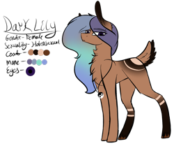 Size: 1429x1197 | Tagged: safe, artist:sweetmelon556, oc, oc only, oc:dark lily, species:earth pony, species:pony, deer tail, female, mare, reference sheet, simple background, solo, transparent background