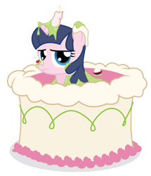Size: 6046x7033 | Tagged: safe, artist:amarthgul, oc, oc only, species:pony, species:unicorn, absurd resolution, cake, female, food, mare, pop out cake, simple background, solo, transparent background, vector