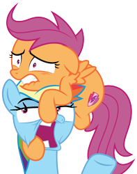 Size: 6090x7740 | Tagged: safe, artist:amarthgul, character:rainbow dash, character:scootaloo, species:pegasus, species:pony, episode:campfire tales, g4, my little pony: friendship is magic, .ai available, .svg available, absurd resolution, scared, shrunken pupils, simple background, transparent background, vector