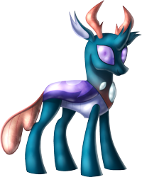 Size: 1076x1346 | Tagged: safe, artist:shad0w-galaxy, character:pharynx, character:prince pharynx, species:changeling, species:reformed changeling, episode:to change a changeling, g4, my little pony: friendship is magic, antlers, looking at you, simple background, smiling, solo, that was fast, transparent background