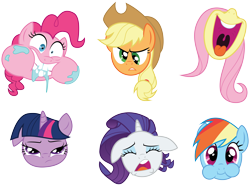 Size: 10980x8111 | Tagged: safe, artist:amarthgul, character:applejack, character:fluttershy, character:pinkie pie, character:rainbow dash, character:rarity, character:twilight sparkle, species:pony, episode:every little thing she does, episode:look before you sleep, episode:suited for success, episode:the ticket master, g4, my little pony: friendship is magic, absurd resolution, derp, faec, floppy ears, i'm so pathetic, majestic as fuck, mane six, nose in the air, puffy cheeks, simple background, tongue out, transparent background, twiman, uvula