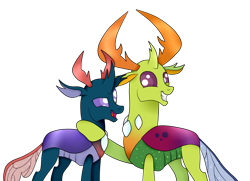 Size: 1936x1400 | Tagged: safe, artist:squipycheetah, character:pharynx, character:prince pharynx, character:thorax, species:changeling, species:reformed changeling, episode:to change a changeling, g4, my little pony: friendship is magic, brothers, cute, duo, hug, simple background, transparent background