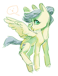 Size: 674x876 | Tagged: safe, artist:amphoera, oc, oc only, oc:venti via, species:pegasus, species:pony, beanbrows, emoticon, eyebrows, female, looking at you, mare, simple background, solo, spread wings, white background, wings